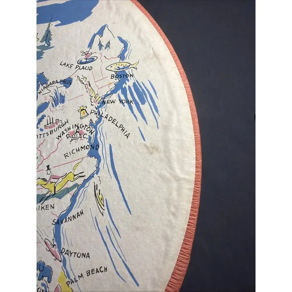 Vintage 1930’s-1950’s USA Map Travel Theme Hat Box
